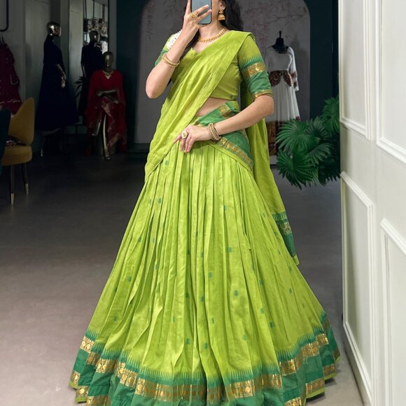 CHANDERI COTTON LEHENGA CHOLI - Picture 7 of 15